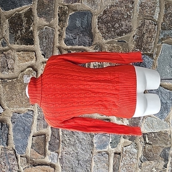 J. Crew Turtleneck Cable Knit Sweater in Orange  size Small - Picture 4 of 7